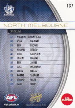 2015 Select AFL Honours Series 2 #137 North Melbourne Kangaroos Back